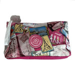 Rare LANCOME Postcard Travel Theme Clutch Cosmetic Bag Makeup Case 12x6" EXC