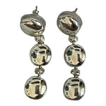 Anne Klein Silver Tone Dangle Earrings 1.5" Polished Disc Ball Statement Stud VG