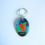 Maui Hawaiian Islands Souvenir Keychain Double Sided Red Anthurium Acrylic New
