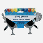 Novelty Margarita Glass Party Sunglasses Gold & Silver Glitter 2 Pairs New