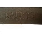 Lauren Ralph Lauren Brown Leather Woven Embossed Belt Brass Buckle Size 38 VG