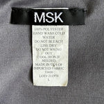 MSK Grey Metallic Print Off Shoulder Draped Cowl Neck Top Rhinestone Sz L VG