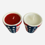 Patriotic Ceramic Flower Pot Candles American Flag Set of 2 New Patriotic