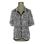 Allison Daley Zebra Print Button Front Shirt Black White Size 10 VG