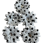 Black & White Polka Dot Fabric Flower Appliques 5pc DIY Craft 2.25in New