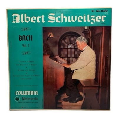 Albert Schweitzer Bach Vol. 1 Vinyl LP 1957 Columbia Masterworks ML 4600 NM