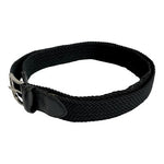 Dockers Men Black Braided Elastic Stretch Belt Silver Buckle Leather Trim 42/105