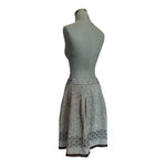Ann Taylor LOFT Grey Wool Silk Blend Tweed Skirt S 8 Knee Length Beaded Lace EXC