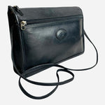 Mary Ann Rosenfeld Vintage Black Leather Shoulder Bag Elegant Classic 10.5x3x8.5
