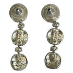 Anne Klein Silver Tone Dangle Earrings 1.5" Polished Disc Ball Statement Stud VG