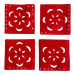 Lot of 4 Red Pink Felt Perforated Squares Double Panel Craft Sewing Cards New