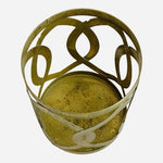 Stylish Shabby Gold Metal Interwoven Design Candle Holder Stand Base 6.5" VG