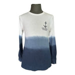San Diego California Anchor Ombre Long Sleeve T-Shirt Blue White Cotton M