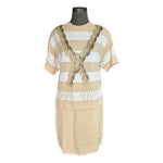 St John Collection Nautical Sweater Skirt Set Beige Ivory Gold Women’s M 12 NWT