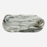 Vintage Arthur Court Marble Oval Serving Tray Figural Pig Aluminum Handle 13x7.5