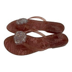 Melissa Jelly Flip Flop Sandals Glitter Seashell Brown Womens Size 6  EXC