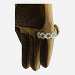 Beaded Gold-Toned Flower Ring with Large Center Stone One Size Elastic