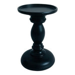 Black Wood Pillar Candle Holder Pedestal Turned Base 6.25" VG