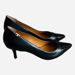 Tory Burch Penelope 65MM Black Leather Pumps Women’s Size 5.5 Made in Italy