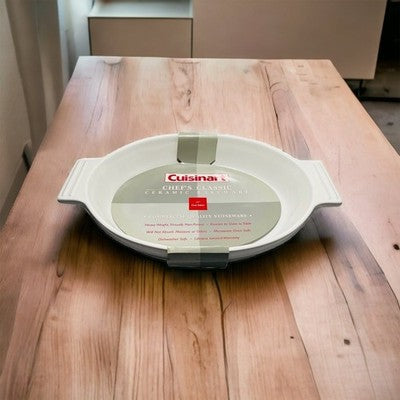 CUISINART Chefs Classic White Oval Ceramic Casserole Dish 14" Stoneware Bakeware