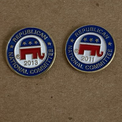 RNC Republican National Committee GOP Elephant Lapel Pin Set 2011 2013 Pair EXC