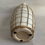 Tall White Ceramic Rattan Woven Vase 17" Scandinavian Style Decorative Floral VG