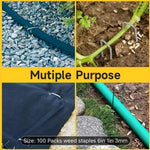 100 Pack 6" Galvanized Landscape Staples 11 Gauge Sod Stakes Ground Pins New