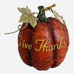 Give Thanks Resin Harvest Pumpkin Figurine Orange Yellow Green Fall Decor 4.25"