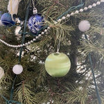 Set of 3 Light Green Satin Christmas Bauble Ornaments Holiday Decor