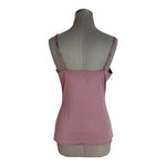 Women's Mauve Satin Camisole Tank Top Scalloped Hem Sleeveless Slip Size L VG