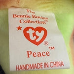 TY Beanie Baby Peace Bear Neon Color Blocks 1996 Collectible Stuffed Toy NWT