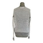 Abercrombie Fitch Open Knit Sweater Gray White Cable Braid V-Neck Womens M VG
