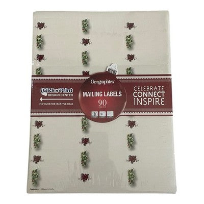 Geographics Christmas Mailing Labels Ribbons 'n Holly 90 Count New Sealed
