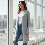 89th & Madison Open Front Knit Duster Cardigan Gray Womens Size M
