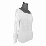 RIHOAS Romance Cable Knit Sweater White Long Sleeve Pullover Size S NWT