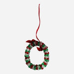 Ganz Cardinal Wreath Christmas Ornament Red Green Acrylic Beads 2" Hanging VG