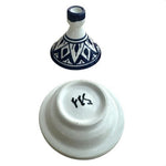 Moroccan Hand Painted Ceramic Mini Tagine Trinket Box Cobalt Blue 4.5" VG