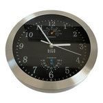 Hito Silent Wall Clock Thermometer Hygrometer 10" Silver Aluminum Frame New