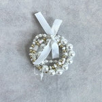 Layered Beaded Three  White Pearl Ribbon Bow Bracelet Wedding Accessories NWOT