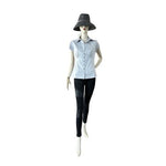 Banana Republic NWT Cotton Stretch Fitted Blouse Cap Sleeve Grey Womens Sz 6