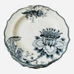 Vintage Gabrielle Grey Blue White Floral Porcelain Teapot 6 Saucer Set Indonesia