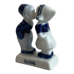Vintage Delft Blue & White Ceramic Dutch Kissing Couple Figurine Boy&Girl Statue