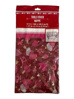 Valentines Day Love Hearts & Arrows Rectangle Table Cover 54x108" New