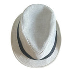 White Paper Straw Fedora Hat Black Band Size L/XL Summer Trilby VG Unisex