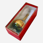 Egyptian Teardrop Glass Ball Christmas Ornament 6.5" Green Gold Collectible VG