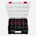 17-Compartment Tool Storage Box Organizer Red Black White 14.75"x11.5" Removable