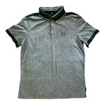 Armani Exchange Mens XL Green Heather Gray Polo Shirt Green Trim Short Sleeve VG