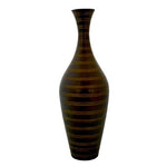 Unique Brown Stripe Textured Metal Vase Flower Vase Modern Home Decor 11.5" Tall