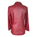 Preston York Red Lambskin Leather Jacket Button Front Trench Coat Women’s PM