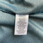 Quacker Factory Knit Denim Button Up Shirt Teal Blue Stretch Rhinestones L